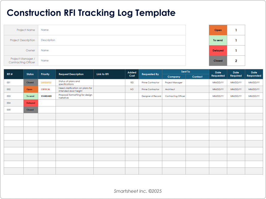 Modelos gratuitos de RFI para construção: Todos os formatos