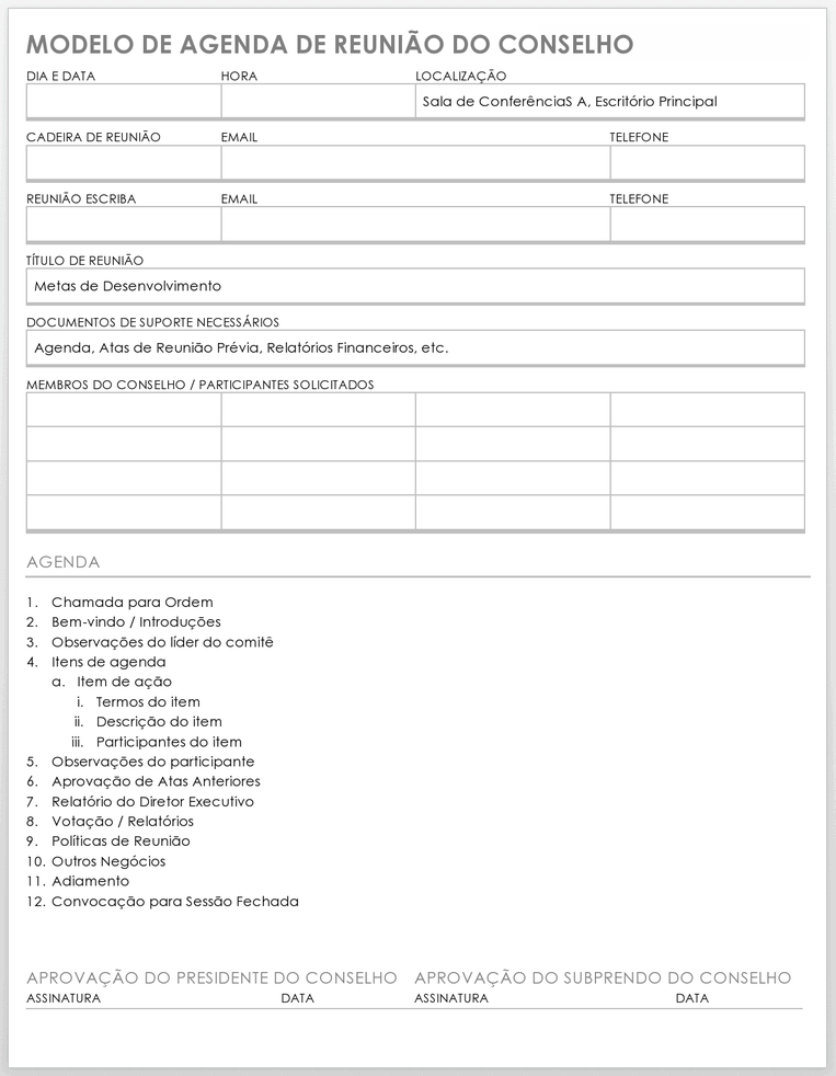 Mais De 10 Modelos Gratuitos De Pauta De Reunião Para O Microsoft Word ...