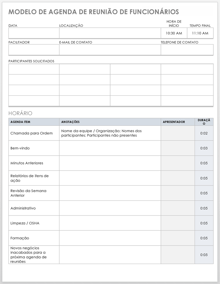 Mais De 10 Modelos Gratuitos De Pauta De Reunião Para O Microsoft Word ...