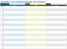 Modelo de cronograma de evento