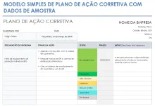 Modelo de plano de ação corretiva simples de amostra