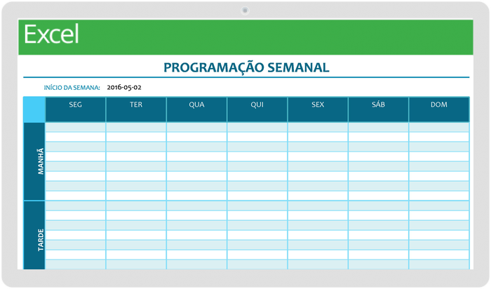 modelo de programação semanal seg-sáb